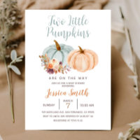 Peach & Blue Mint Two Little Pumpkin Baby Shower