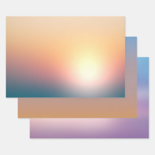Peach Blue Purple Sunrise Birthday Wrapping Paper Sheet