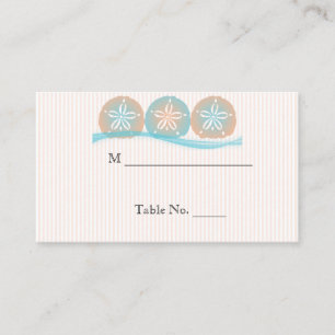 Peach Blue Sand Dollars Beach Wedding Place Cards