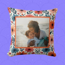 Peach & blue Spring floral pattern Custom photo