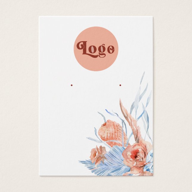 Peach blue tropical earring display card (Front)