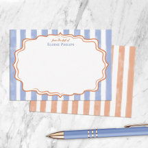 Peach Blue Watercolor Stripes Wavy Frame From Desk