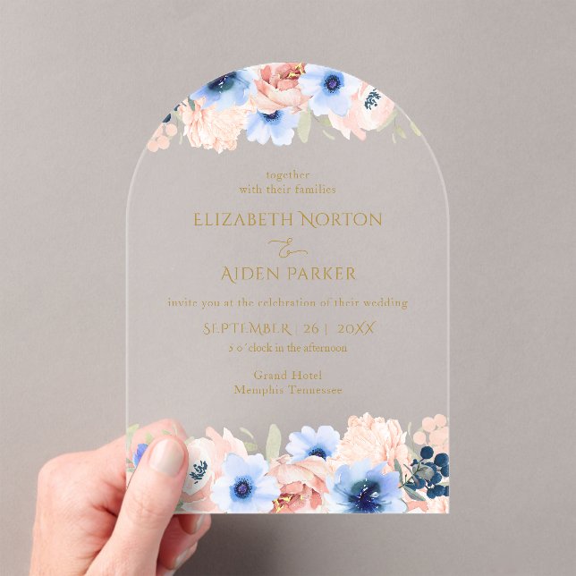 Peach Blue Wedding Collection Acrylic Invitations (Insitu (Handheld))