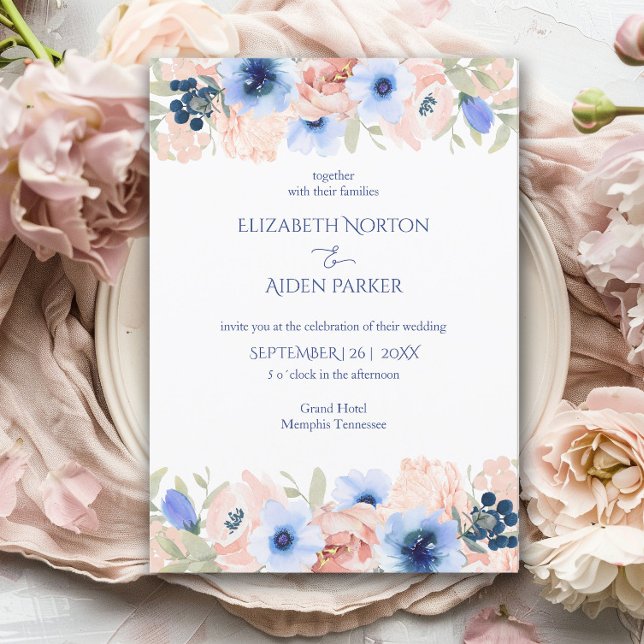 Peach Blue Wedding Collection Invitation (Creator Uploaded)