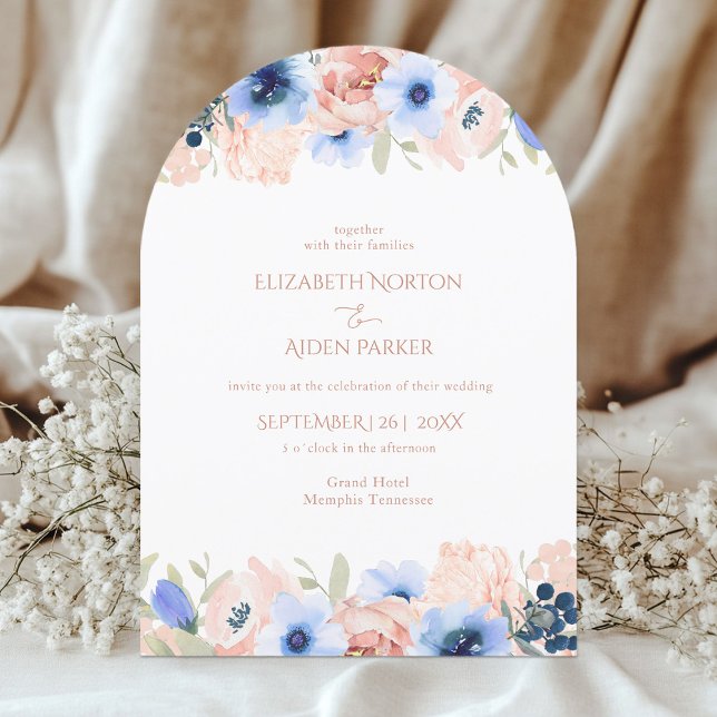 Peach Blue Wedding Collection Invitation (Peach Blue Arch Wedding Collection Invitation)