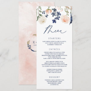 Peach & Blue Wedding Wildflower Botanical Floral Menu
