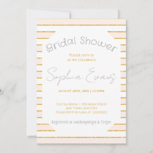 Peach Blush and Gold Striped Bridal Shower Invitation