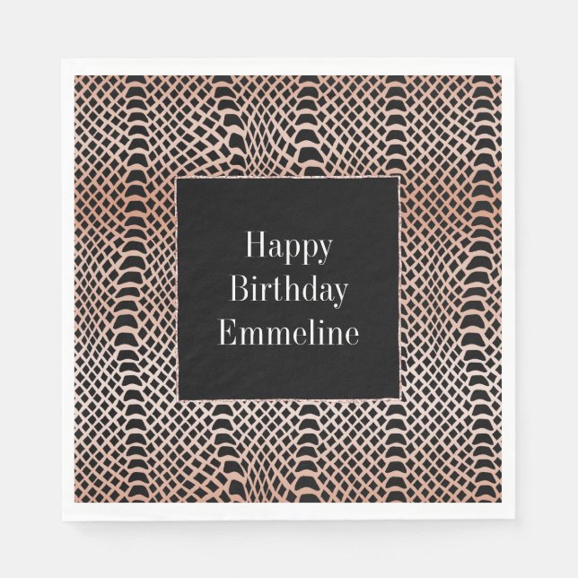 Peach Blush Black Snake Skin Napkin (Front)