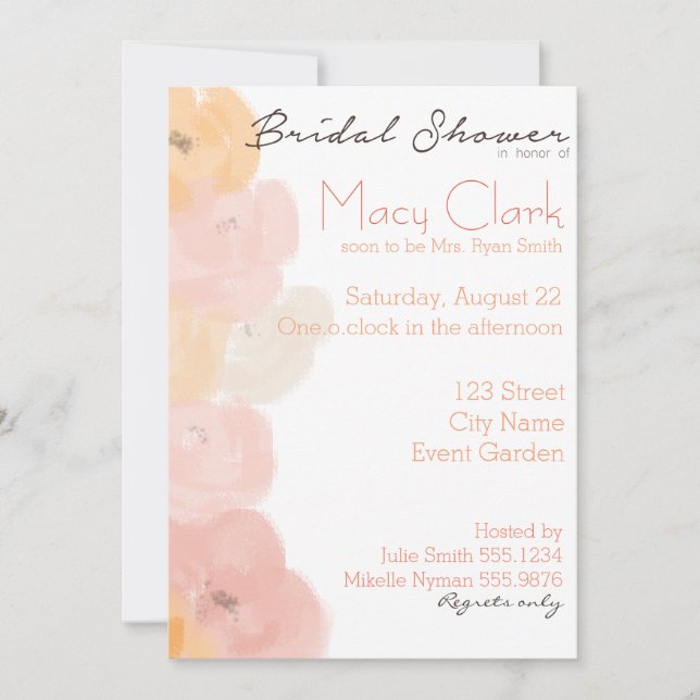 Peach Blush Bridal Shower Invitation (Front)