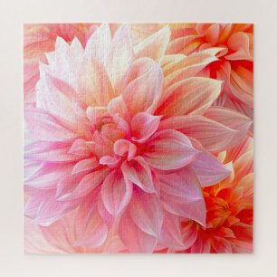 Peach Blush Dahlia Blossom Jigsaw Puzzle