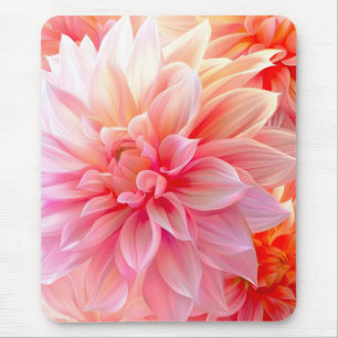 Peach Blush Dahlia Blossom Mouse Mat