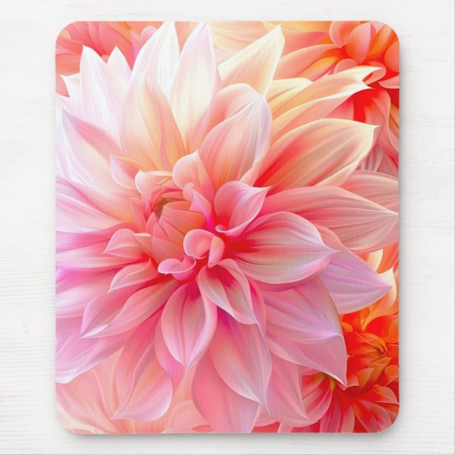 Peach Blush Dahlia Blossom Mouse Mat (Front)