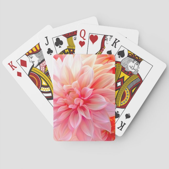 Peach Blush Dahlia Blossom Playing Cards (Back)