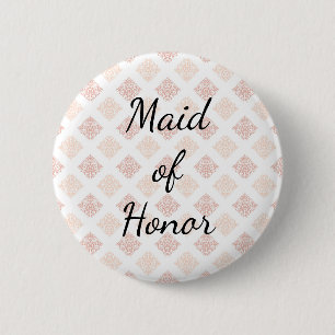 Peach Blush Damask Made of Honor 6 Cm Round Badge