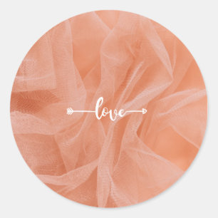Peach Blush Fabric Wedding Favour Label Sticker Gi