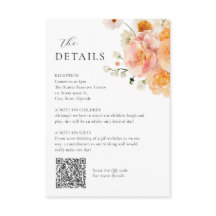 Peach & Blush Floral Wedding Details Card