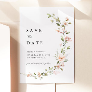 Peach Blush Floral Wedding Save The Date