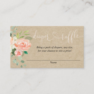 Peach blush girl baby shower diaper raffle cards