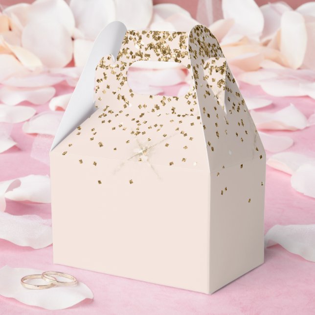 Peach Blush Gold Glam Glitter Favour Box (Wedding)