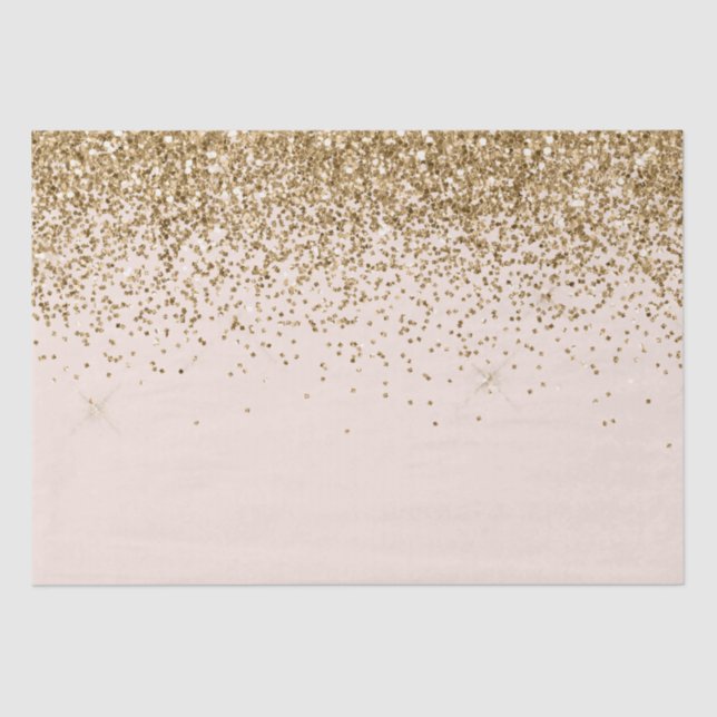 Peach Blush Gold Glam Glitter Wedding  Tissue Paper (Front)