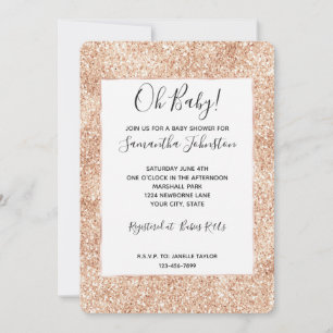Peach Blush Gold Glitter Baby Shower Invitation