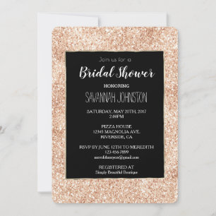Peach Blush Gold Glitter Invitation