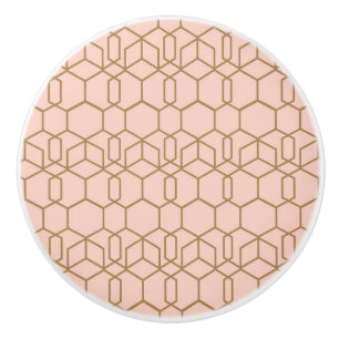 Peach Blush & Gold Modern Boho Geometric Glam Ceramic Knob