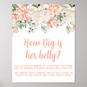 Peach Blush Ivory Baby Shower Big Belly Game Sign