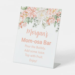 Peach Blush Ivory Baby Shower Mum-osa Bar Sign