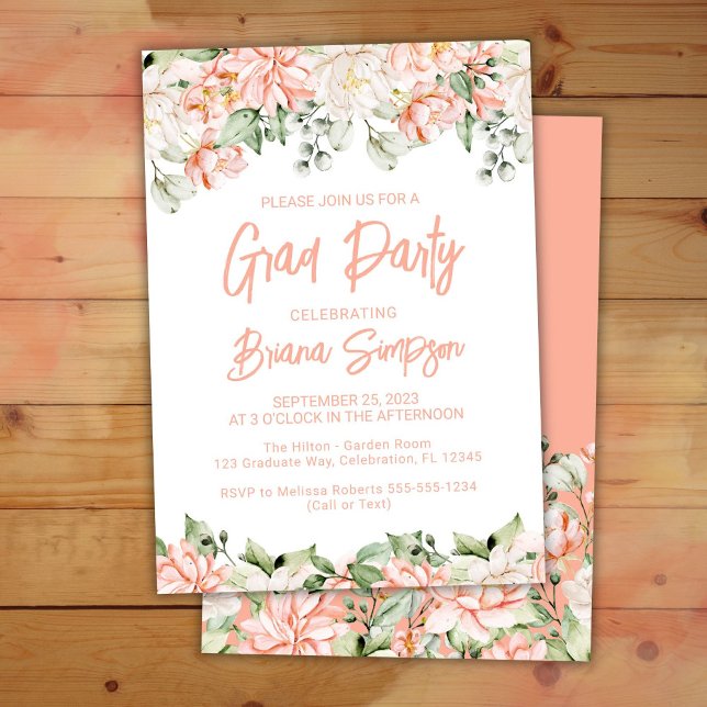 Peach Blush Ivory Graduation Grad Party Invitation (Creator Uploaded)