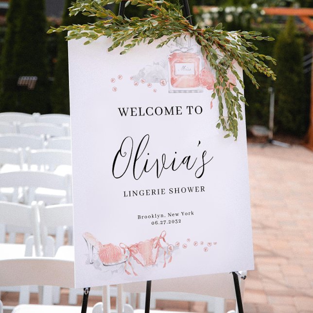 Peach Blush Lingerie Bridal Shower Welcome Poster (Creator Uploaded)