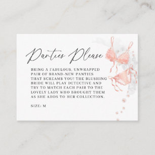 Peach Blush Lingerie Panties Game Bridal Shower Enclosure Card