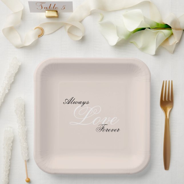 Peach Blush Love Always Wedding Paper Plate (Wedding)