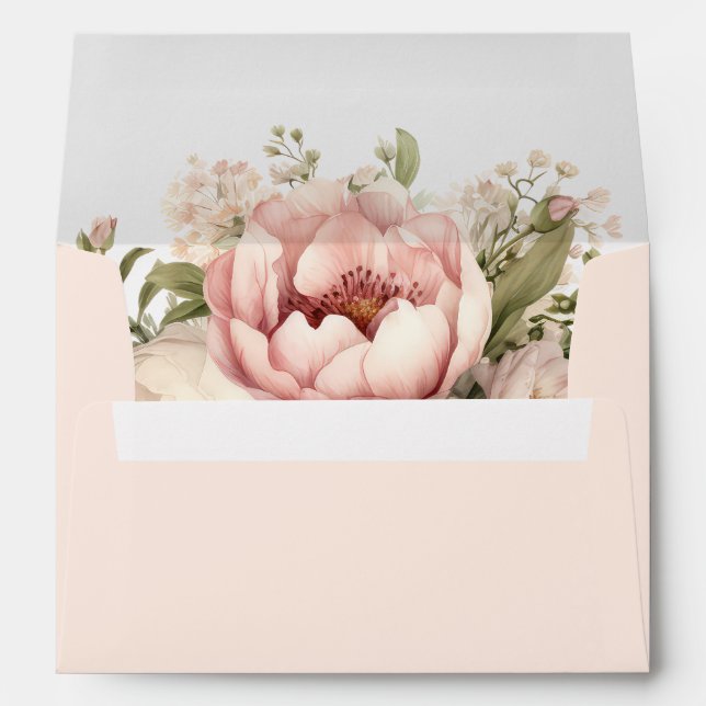 Peach & Blush Peony Floral Envelope (Back (Bottom))