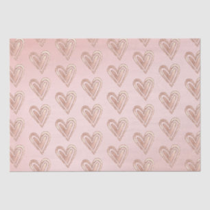 Peach Blush Pink Glitter Hearts Tissue Paper