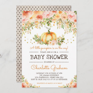 Peach & Blush Pumpkin Baby Shower Invitation Chic
