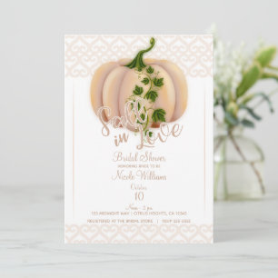 Peach Blush Pumpkin FALL IN LOVE Bridal Shower Invitation