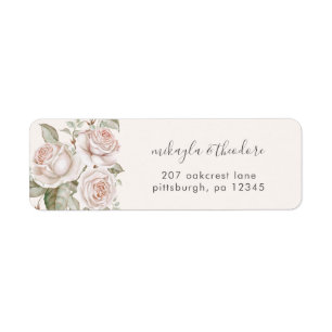 Peach Blush Roses Wedding Return Address Label