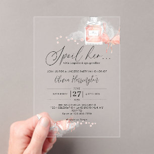 Peach Blush Spoil Her Lingerie Bridal Shower Acrylic Invitations