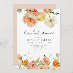 Peach & Blush Spring Floral Bridal Shower Invitation