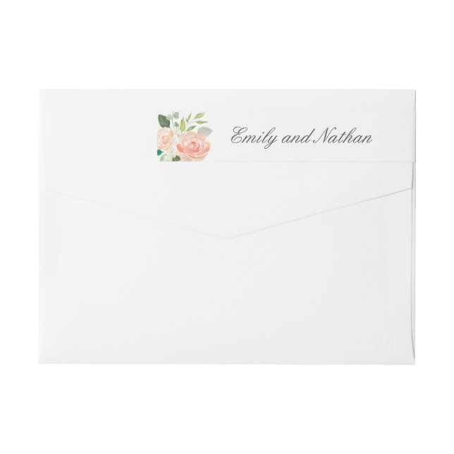 Peach Blush Watercolor Floral Wrap Around Label (Back)