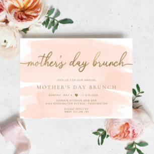 Peach Blush Watercolour Mother's Day Brunch Invitation