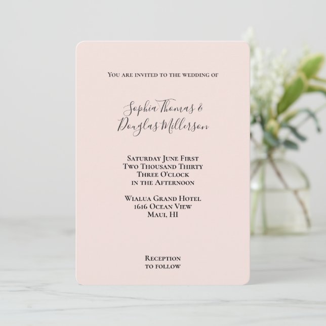 Peach Blush Wedding Invitation (Standing Front)