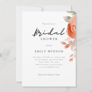 Peach Boho Floral Bridal Shower Invitation