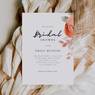 Peach Boho Floral Bridal Shower Invitation