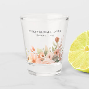 Peach Boho Floral Bridal Shower Shot Glass