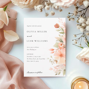 Peach Boho Floral Wedding Invitation