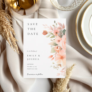Peach Boho Floral Wedding Save The Date