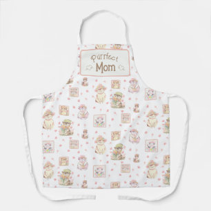 Peach Boho Purrfect Mom Cat Spring Hat Flowers Apron