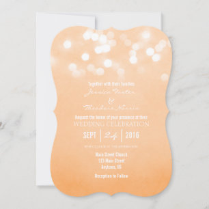Peach Bokeh Glitter Lights Wedding Invitation